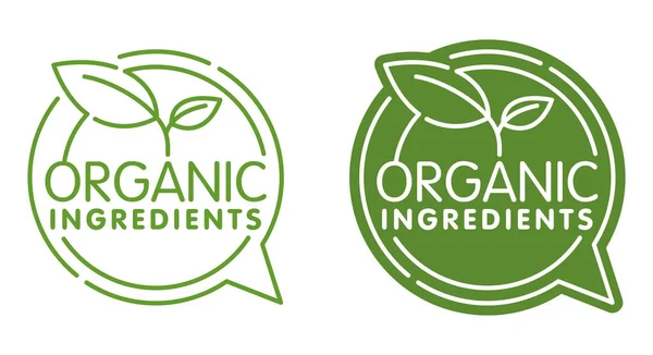 Organic Ingredients Flat Stamp Thin Line Healthy Natural Food Products — Stock Vector