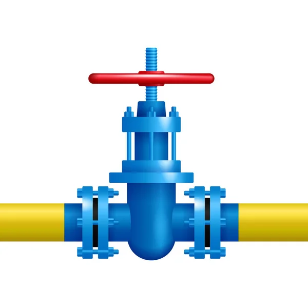 Газовый Клапан Реалистичная Иллюстрация Ворота Газификации Ископаемых Газов — стоковый вектор