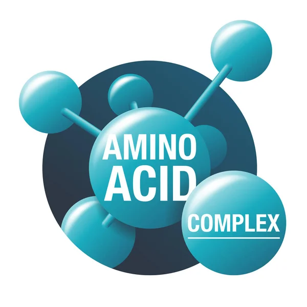 Aminosyra Komplex Ikon Organiska Föreningar Som Utgör Proteiner Och Används — Stock vektor
