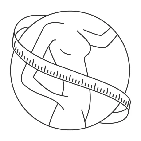 Ícone Perda Peso Dieta Fitness Logotipo Lipossação Corpo Mulher Magro —  Vetores de Stock
