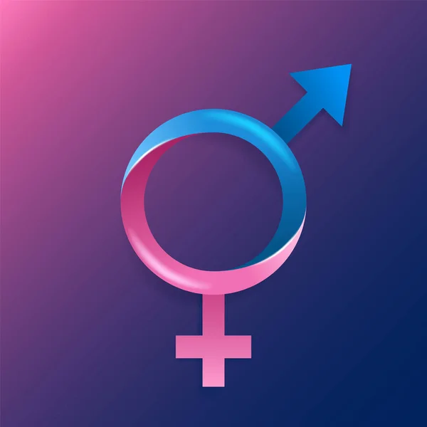 Sztandar Równości Płci Dla Ruchu Praw Człowieka Symbolami Mężczyzn Kobiet — Wektor stockowy