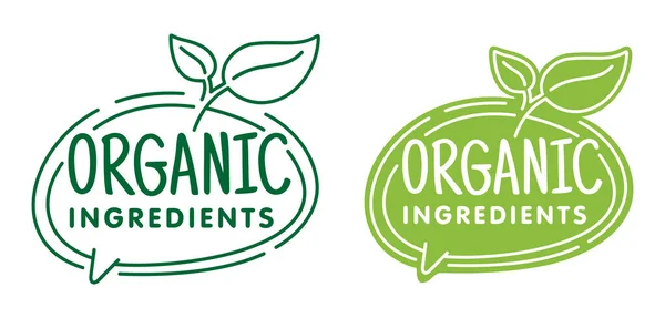 Emblema Ingredientes Orgânicos Forma Bolha Para Rótulos Composição Produtos Alimentícios — Vetor de Stock