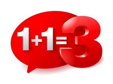 1 artı 1, özel teklif için 3 rozet ya da web düğmesi. İki tane al ve 3 boyutlu ip etiketi al - izole vektör simgesi