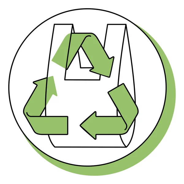 Emblema Biodegradable Línea Delgada Paquete Convierte Rama Vegetal Producción Material — Vector de stock