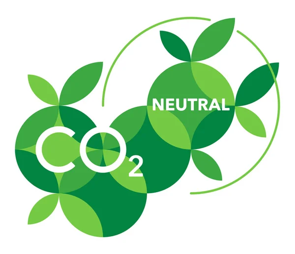 Rótulo Plano Abstrato Neutro Co2 Pegada Líquida Carbono Zero Emissões — Vetor de Stock