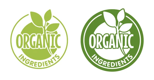 Emblema Ingredientes Orgânicos Forma Circular Para Rótulos Composição Produtos Alimentares — Vetor de Stock