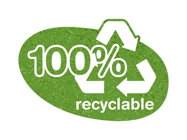100 Πλήρης Ανακυκλώσιμη Grungy Σφραγίδα Για Βιοδιασπώμενα Υλικά Και Προϊόντα — Διανυσματικό Αρχείο