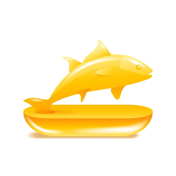 Aceite Pescado Omega Icono Ácido Graso Aceites Emblema Para Envasado — Vector de stock