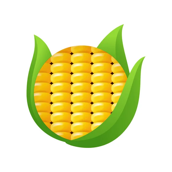 玉米图标在3D光滑风格 标签自然食物成分 孤立载体徽章 — 图库矢量图片