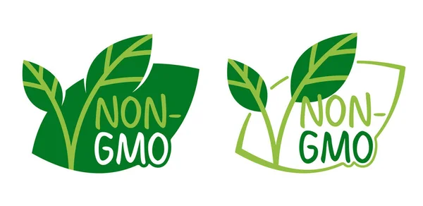 Non Gmo Eco Friendly Label Leaves Text Genetically Unmodified Products — Stock Vector