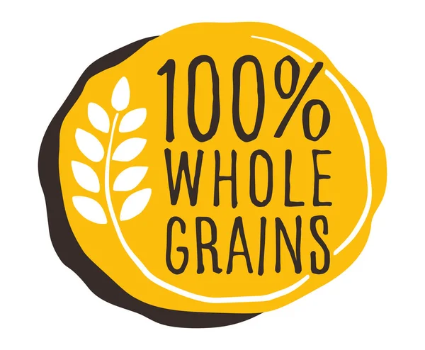 stock vector 100 percent Whole Grains - grungy badge for cereals, healthy and dietary food labeling. Thin line circle with vector spikes