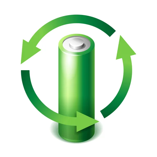 Reciclaje Icono Batería Diseño Estilo Realista Protección Del Medio Ambiente — Archivo Imágenes Vectoriales