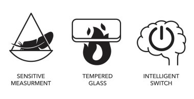Dijital Vücut Ağırlık Ölçekleme simgeleri - hassas ölçüm, sertleştirilmiş cam ve akıllı anahtar.