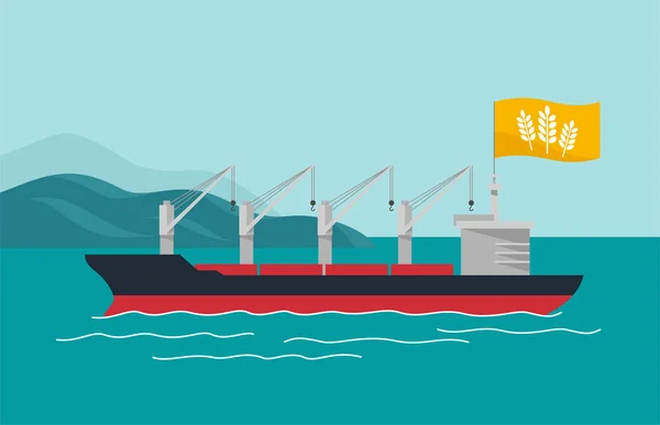 Gabonakereskedelem Biztonságos Áthaladás Fekete Tengeren Ukrán Ömlesztettáru Szállító Hajók Számára — Stock Vector