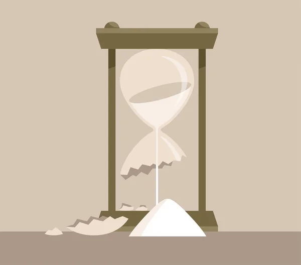 Wasting Time Conceptual Illustration Broken Hourglass Metaphor — Stock Vector