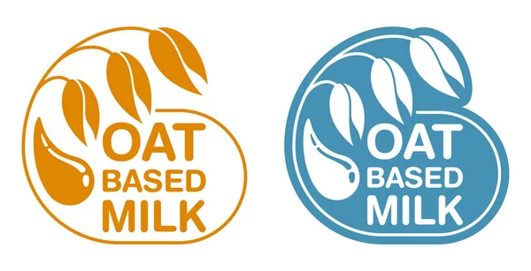 Oat Based Milk Badge Ear Grain Liquid Drops Healthy Dietary — Stock Vector
