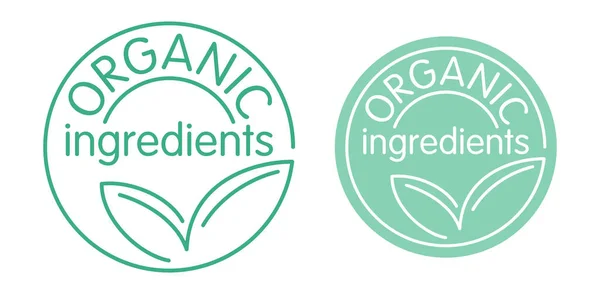 Ingredientes Orgânicos Crachá Forma Circular Para Rótulos Composição Produtos Alimentares — Vetor de Stock