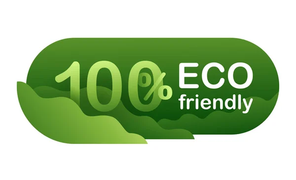 100 Percent Eco Friendly Green Stamp Decorative Frame Emblem Healthy — Stock Vector