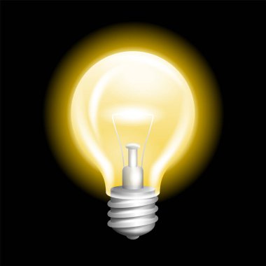 Gerçekçi ampul - Parlayan elektrik lambası, 3 boyutlu dekorasyon