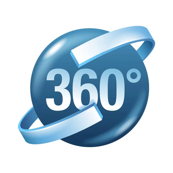 360 Derece Düz Siyah Simge Boyutlu Küre Panorama Sanal Tur — Stok Vektör