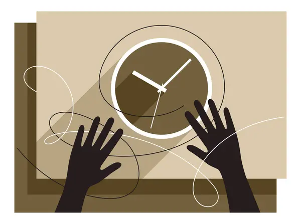 Spending Working Time Concept Hands Employee Holding Clock Isolated Abstract — Stock Vector