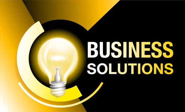 Banner Conceitual Soluções Negócios Com Lâmpada Como Elemento Central — Vetor de Stock