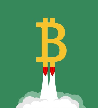 Komik karikatür dekorasyonunda bitcoin döviz fiyatlarında hızlı artış