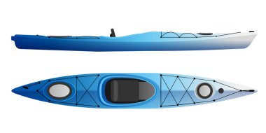 Yan ve üst manzaralı kano. Aktif eğlence için modern tekne.