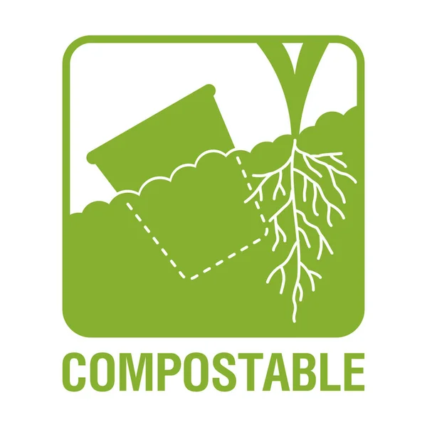 Etiqueta Copo Papel Compostável Biodegradável Para Pratos Usados Para Beber — Vetor de Stock