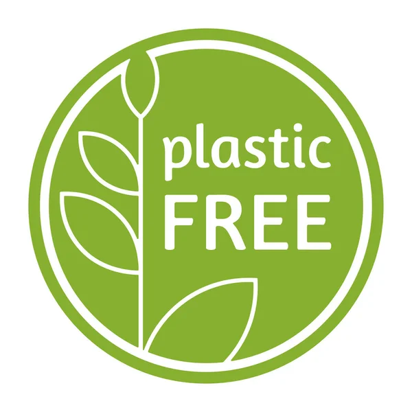Düz Yeşil Çemberdeki Plastiksiz Çıkartma Sıfır Atık Doğal Organik Ürün — Stok Vektör