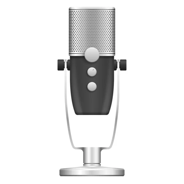 Realistiska Populära Mikrofon För Videobloggare Eller Streamers Isolerad Vit Bakgrund — Stock vektor