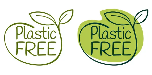 Kaligrafik Dekorasyonda Plastik Ücretsiz Çıkartma Sıfır Atık Doğal Organik Ürün — Stok Vektör