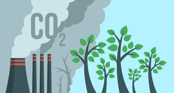Emissioni Co2 Inquinamento Atmosferico Anidride Carbonica Pericoloso Dell Industria Impronta — Vettoriale Stock
