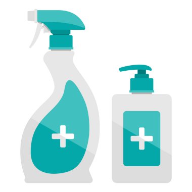 Hand sanitizer bottle, two versions - sprayer and liquid gel clipart