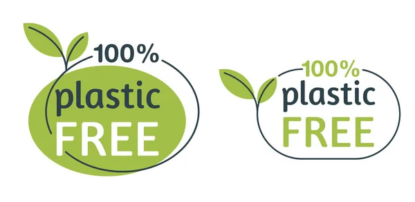 Etiquetas Plástico Livre Design Ecológico Plano Zero Resíduos Naturais Crachás Vetores De Stock Royalty-Free
