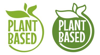 Doğal besin etiketleri için bitkisel damga. Düz vektör çevre dostu illüstrasyon