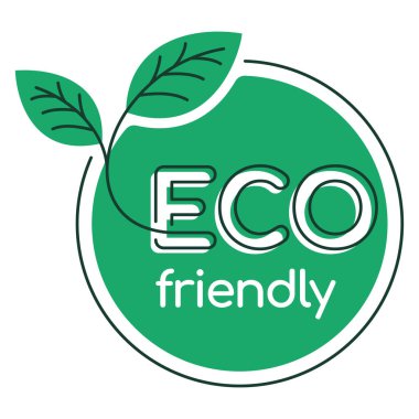 Modern geometrik desenle dekore edilmiş çevre dostu slogan - izole vektör amblemi