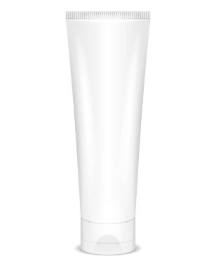Beyaz plastik krem tüp modeli. Cilt bakımı ya da kişisel hijyen ürünleri için
