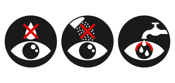 Keep Away Eyes Irritant Prohibit Signs Gets Eyes Rinse Thoroughly — Stock Vector