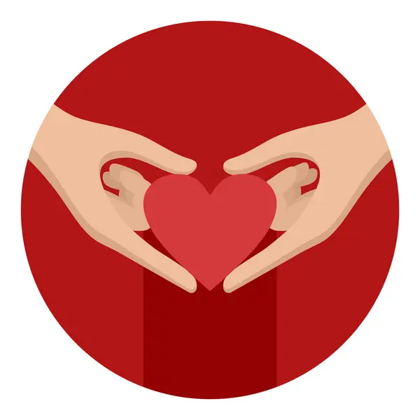 Heart Hands Icon Charity Care Symbol — Stock Vector