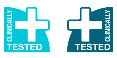 Laboratuvarda test edilen ürünler için klinik olarak test edilmiş düz piktogram - tıbbi çapraz vektör elementi