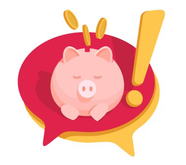 Kâr ve servet - Mesaj baloncuğu şeklinde sikkeleri olan domuz kumbarası