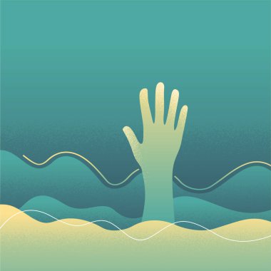 Yardım vakfı, ruhsal yardım ya da maddi yardım - boğulan kişi elini kaldırıyor
