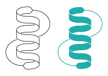 Protein düz simgesi - X-ray kristalografisi ile çözülmüş, katlanmış ve açılmış parçalar. İzole vektör resim grafiği