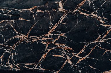 Mermer kaya, beyaz damarlı siyah taş deseni. İtalya, Ceneviz yakınlarındaki Nervi Limanı 'ndan.