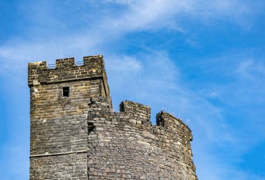 Çek Cumhuriyeti 'nin ıssız tepelerindeki Gotik Kale Hazmburk' un güzel kalıntıları.