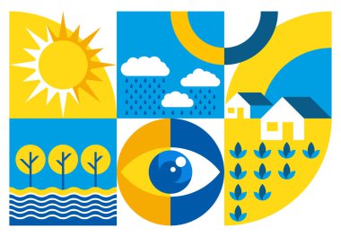 Sürdürülebilir Tarım Modeli - Arazi Yönetiminin Geleceği. Arazi kullanımının korunma girişimleri. Rapor veya sunum için dekorasyon 