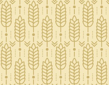 Kusursuz buğday gevreği deseni - un ya da ekmek ambalajı için buğday bazlı ürünler dekorasyonu. Geometrik Çiviler ince çizgide