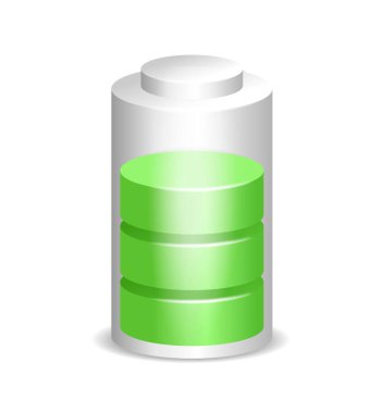 3D battery icon - transparent with green charging indicator clipart