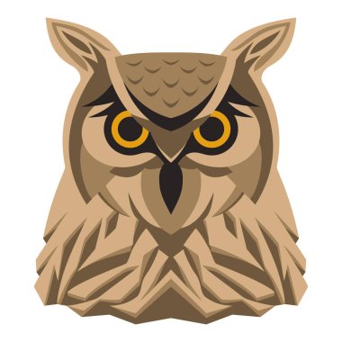 Bilgeliğin sembolü olan çokgen geometrik baykuş başı logo için kullanılabilir